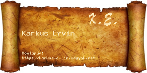 Karkus Ervin névjegykártya